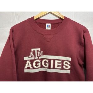 Texas A&M Aggies Crewneck Sweatshirt Maroon Russell Athletic Men's Small Vintage
